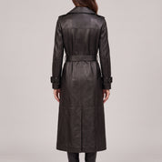 Women's Black Longline Leather Trench Coat — Ashmore