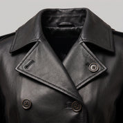 Women's Black Longline Leather Trench Coat — Ashmore