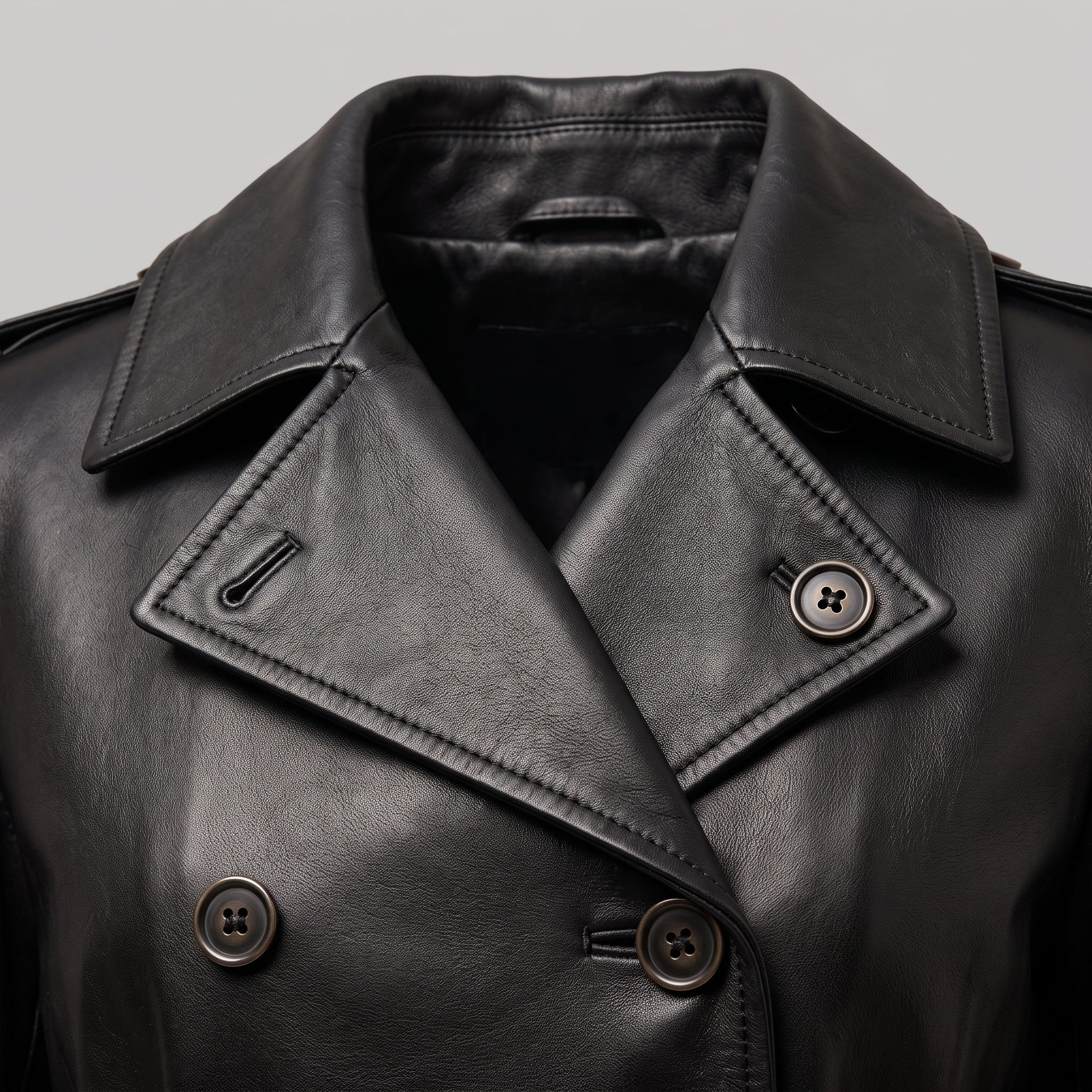 Women's Black Longline Leather Trench Coat — Ashmore