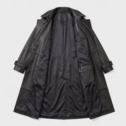 Women's Black Longline Leather Trench Coat — Ashmore