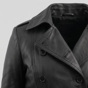 Women's Black Leather Trench Coat — Charsley