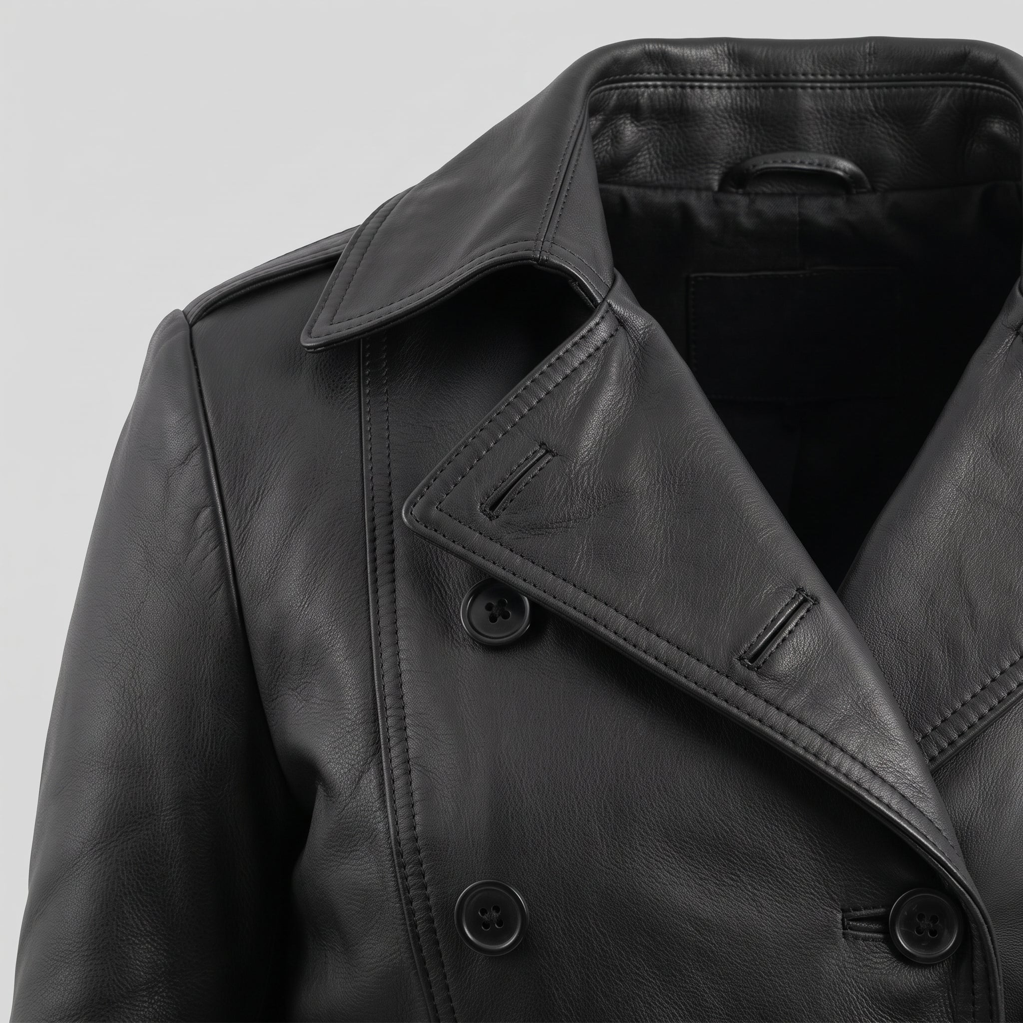 Women's Black Leather Trench Coat — Charsley