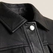 Women's Black Leather Trucker Jacket — Glinton