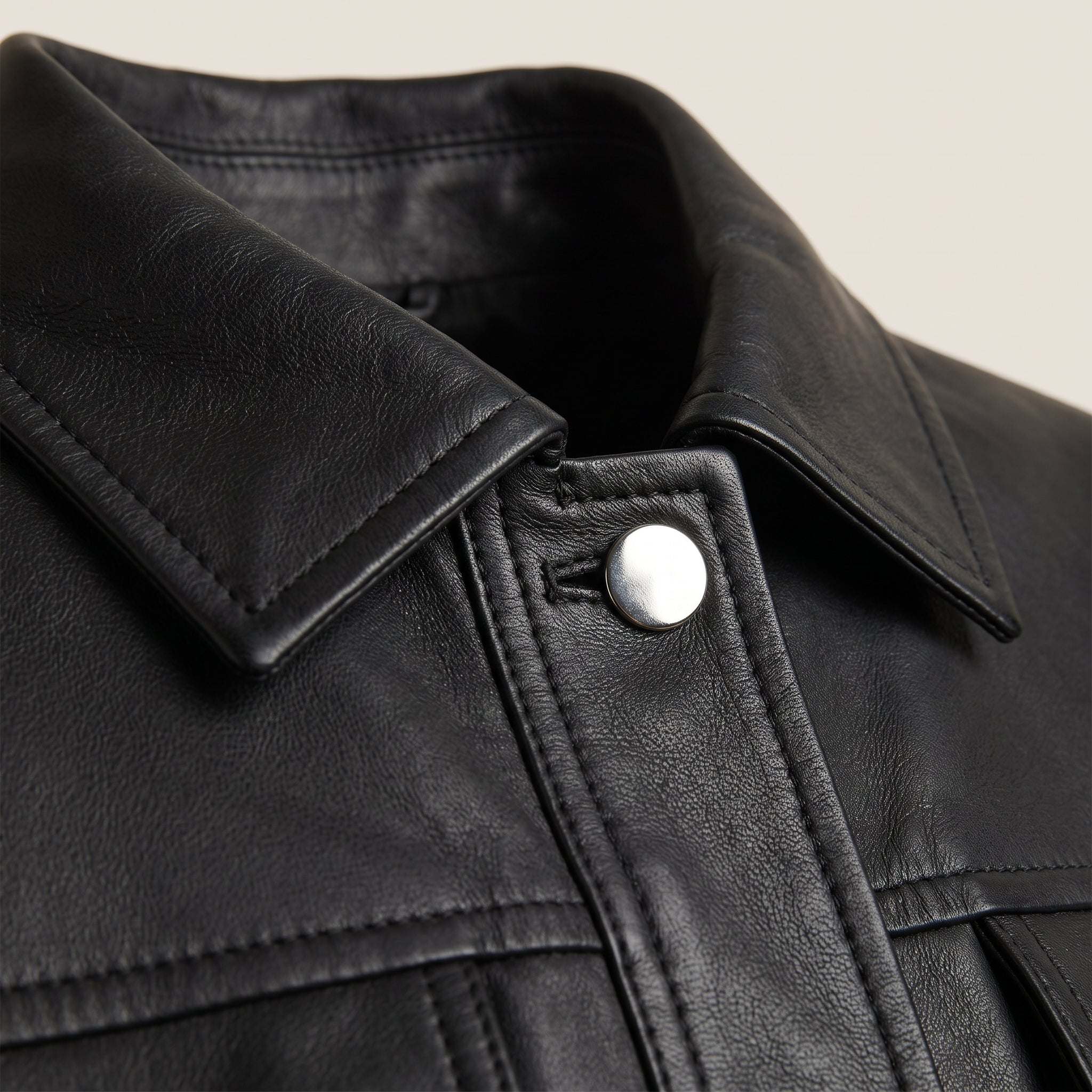 Women's Black Leather Trucker Jacket — Glinton