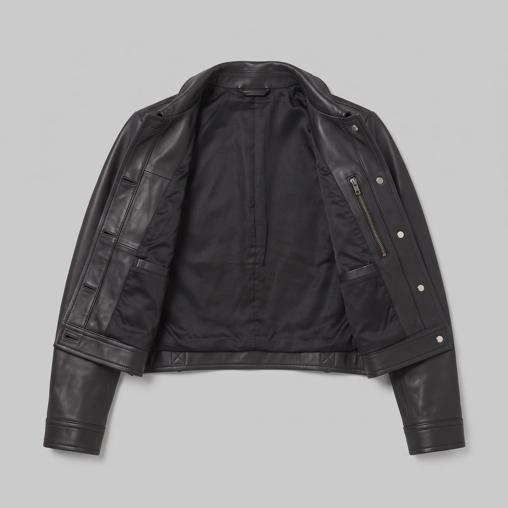 Women's Black Leather Trucker Jacket — Glinton