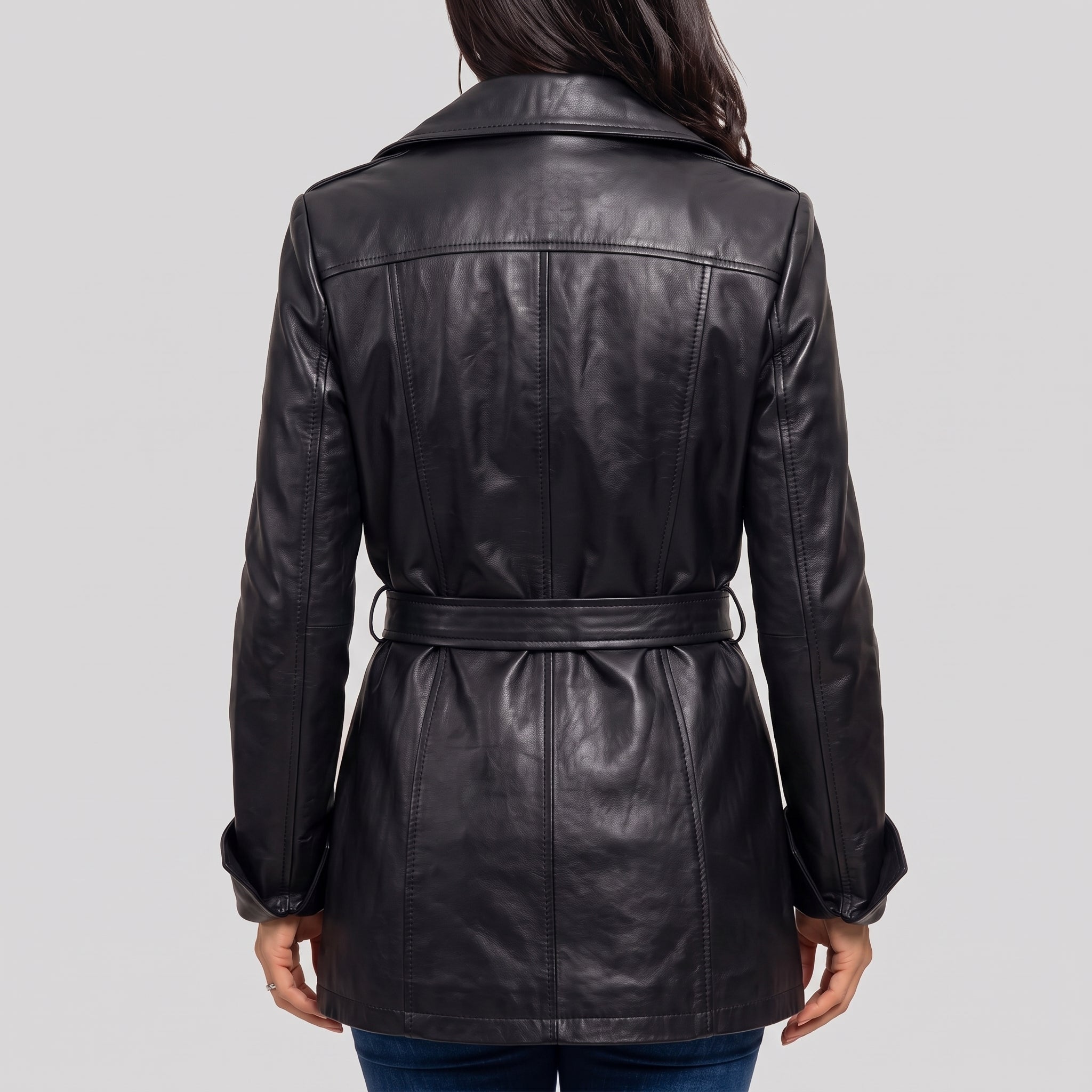 Women's Black Leather Biker Jacket — Earnley