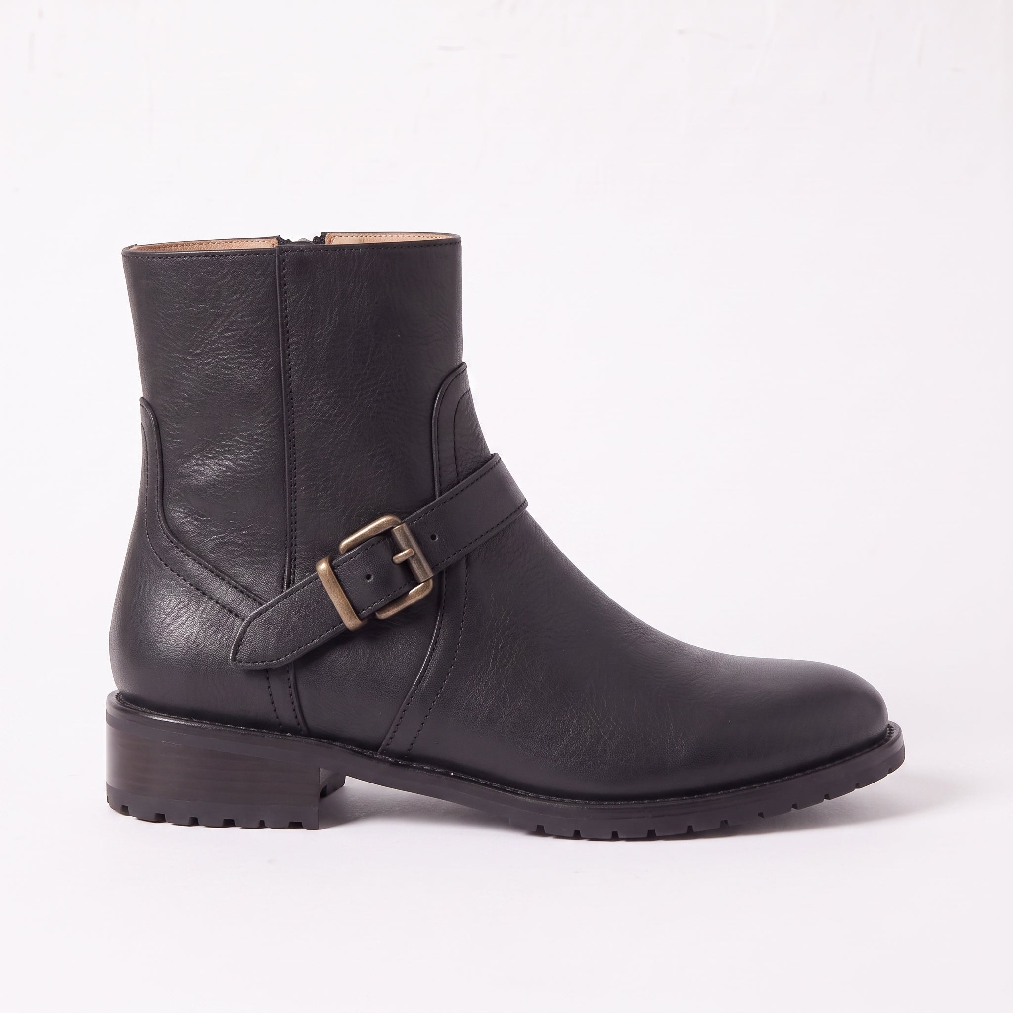 Women's Black Plain-Toe Leather Jodhpur Boots — Kibworth
