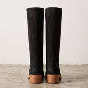 Handmade Women's Black Suede Knee-High Riding Boots — Brixham — Brixham
