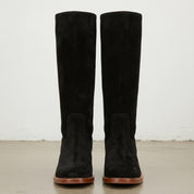 Handmade Women's Black Suede Knee-High Riding Boots — Brixham — Brixham