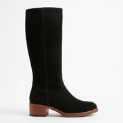 Handmade Women's Black Suede Knee-High Riding Boots — Brixham — Brixham