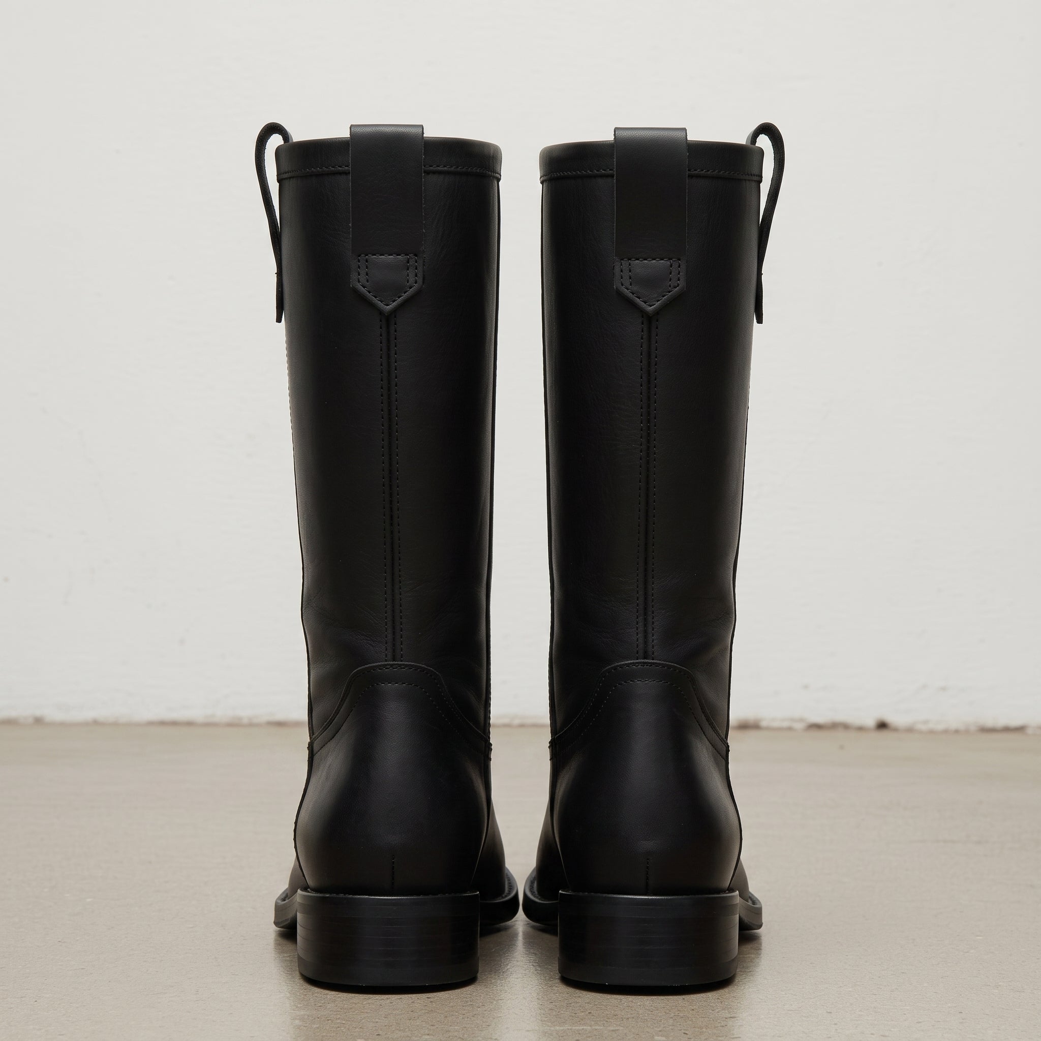 Women's Black Round-Toe Leather Mid-Calf Western Boots — Fairfax
