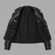 Women's Black Studded Leather Biker Jacket — Fritton
