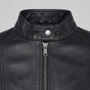 Women's Black Leather Biker Jacket — Cary