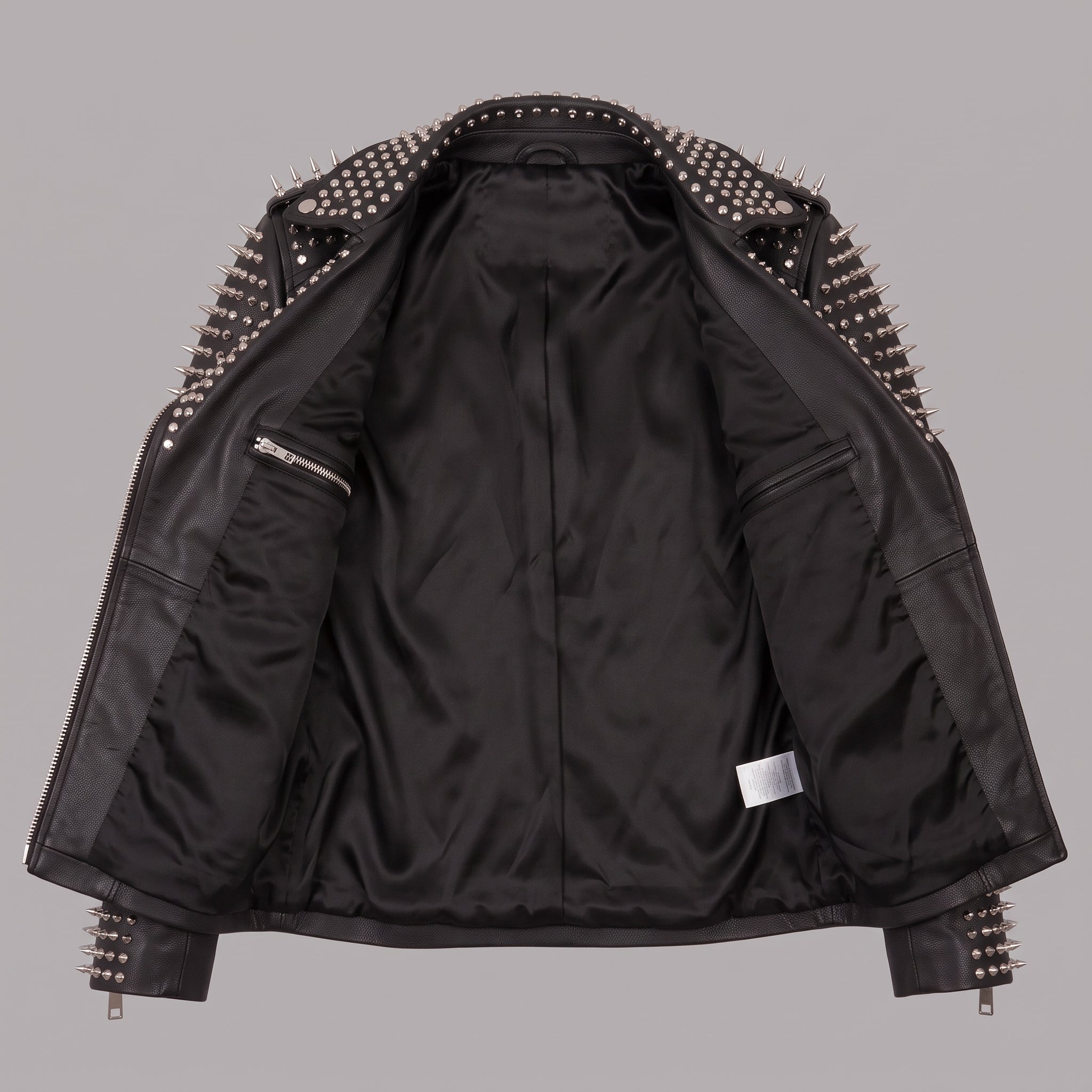 Women's Black Studded Leather Biker Jacket — Holden