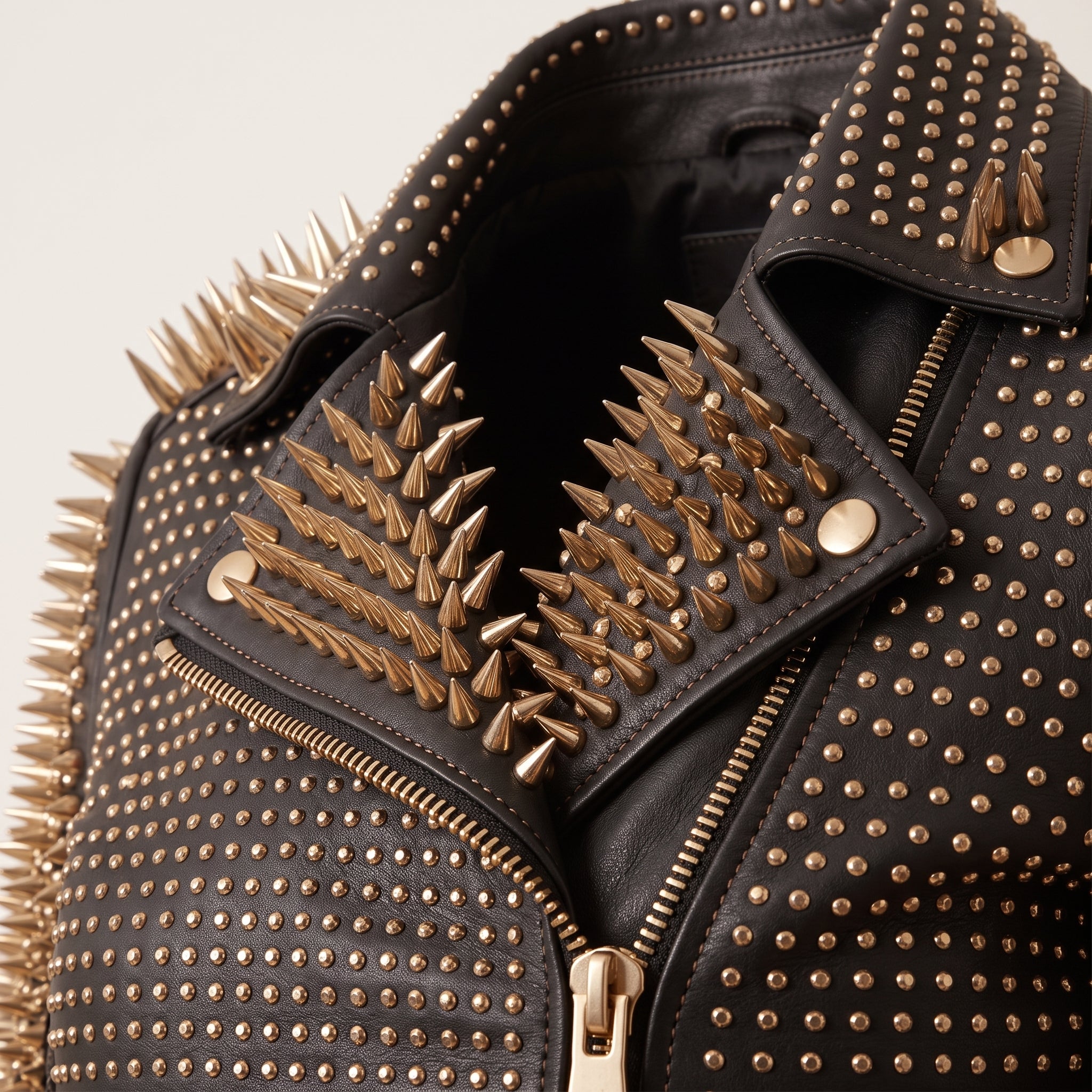 Women's Black Studded Leather Biker Jacket — Lancaster