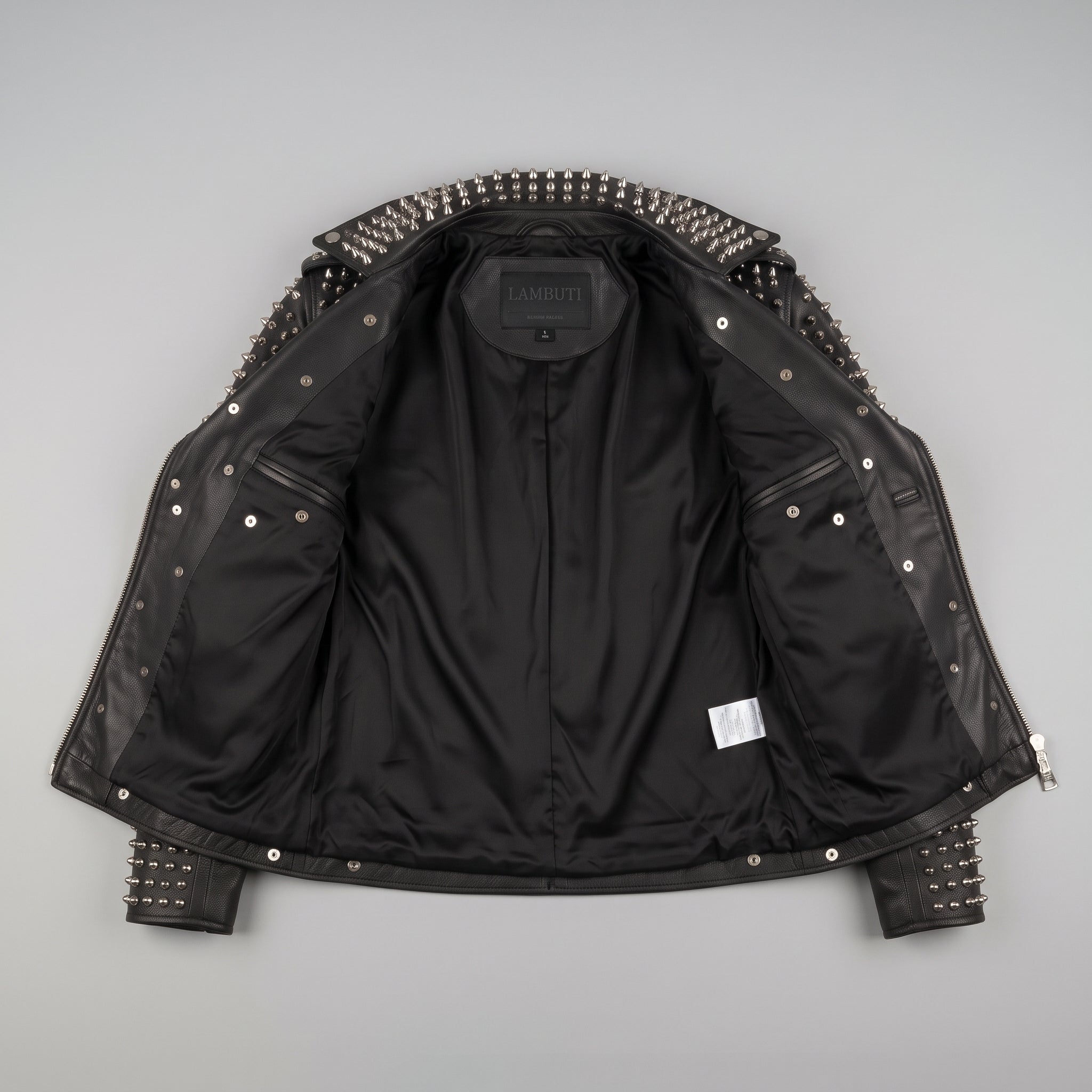 Women's Black Studded Leather Biker Jacket — Lowton