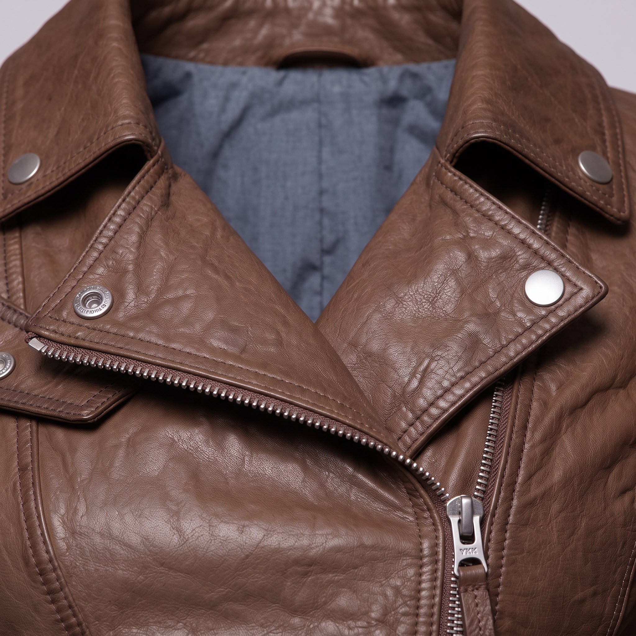 Women's Brown Asymmetric Zip Leather Biker Jacket — Knightley