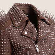 Women's Brown Cropped Leather Perfecto Biker Jacket — Ayrton
