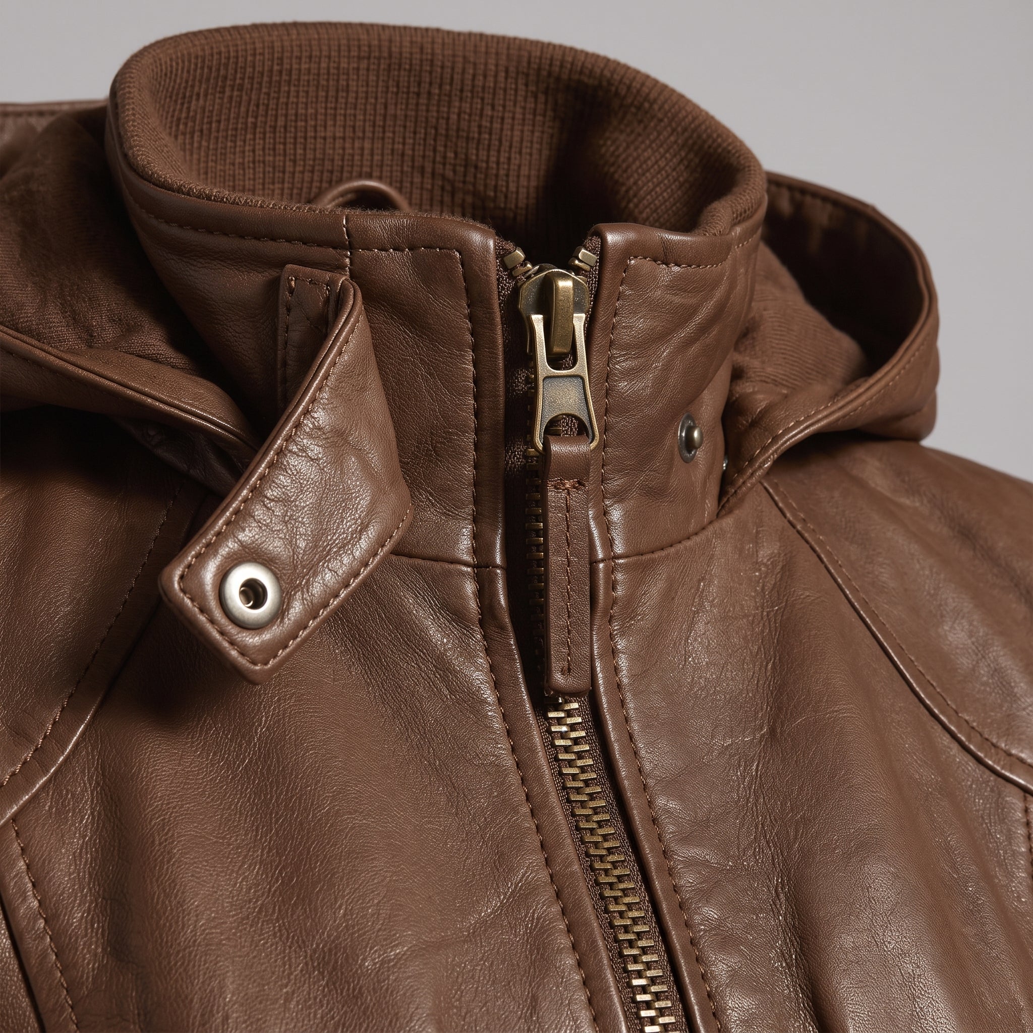 Women's Brown Hooded Leather Bomber Jacket — Arnott
