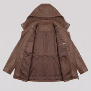 Women's Brown Hooded Leather Jacket — Strode