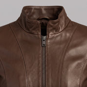 Women's Brown Leather Biker Jacket — Ackridge
