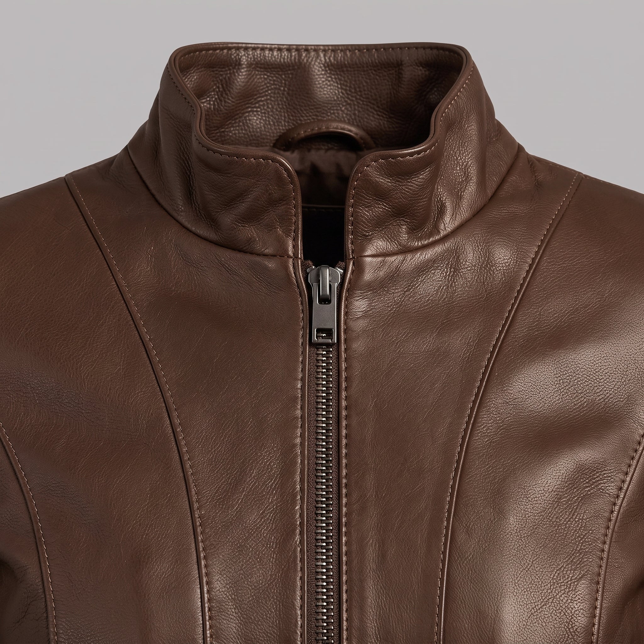 Women's Brown Leather Biker Jacket — Ackridge