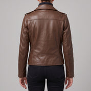 Women's Brown Leather Biker Jacket — Acrefield