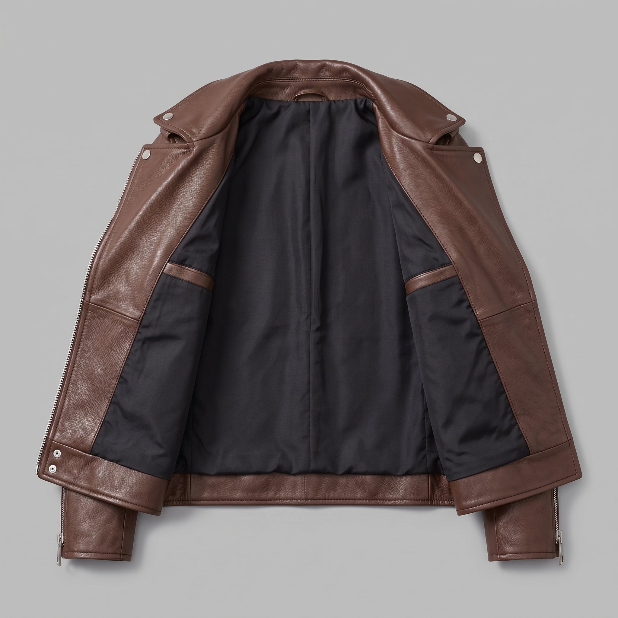 Women's Brown Leather Biker Jacket — Acrefield