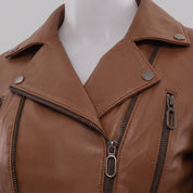 Women's Brown Leather Biker Jacket — Askwith