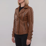 Women's Brown Leather Biker Jacket — Askwith