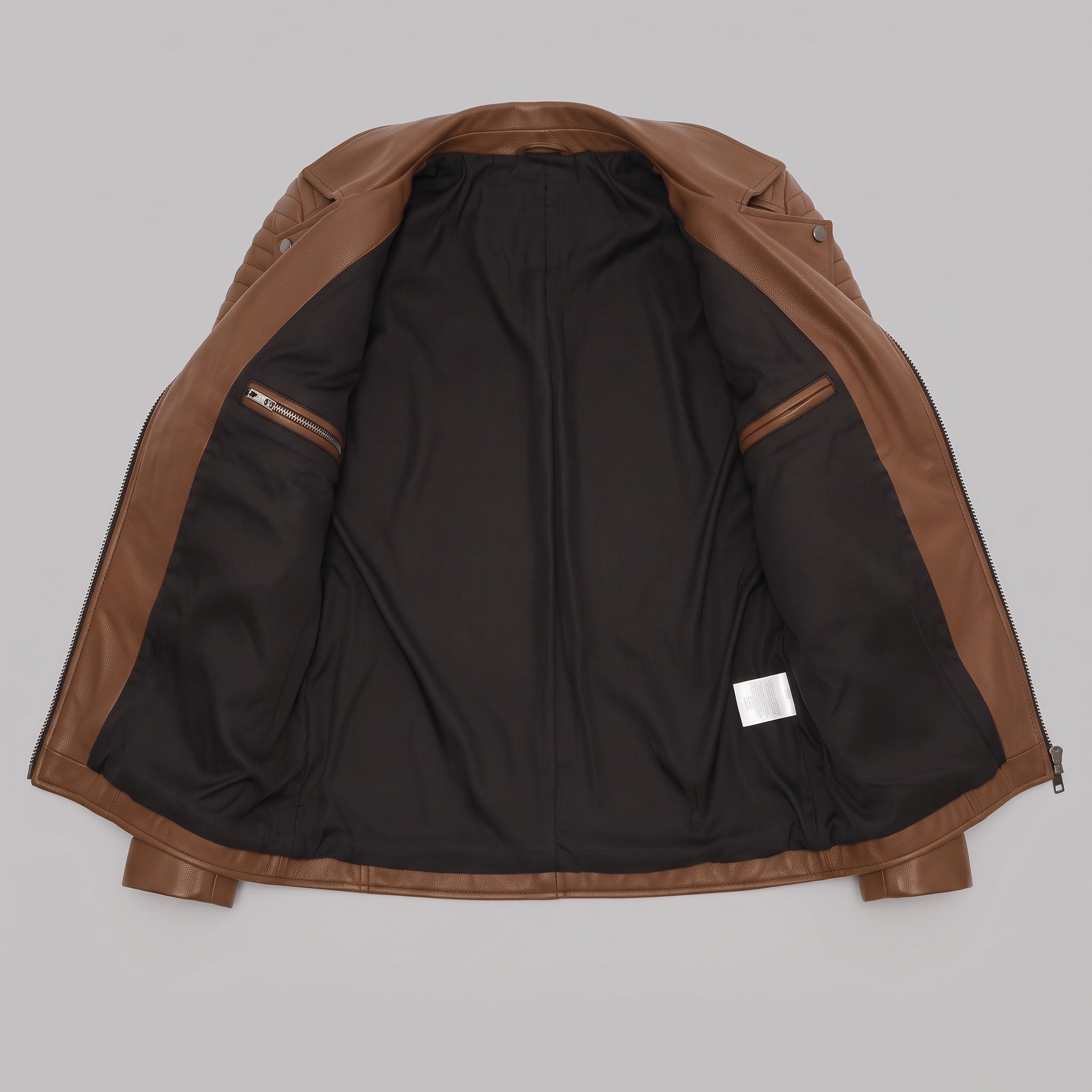 Women's Brown Leather Biker Jacket — Bagendon