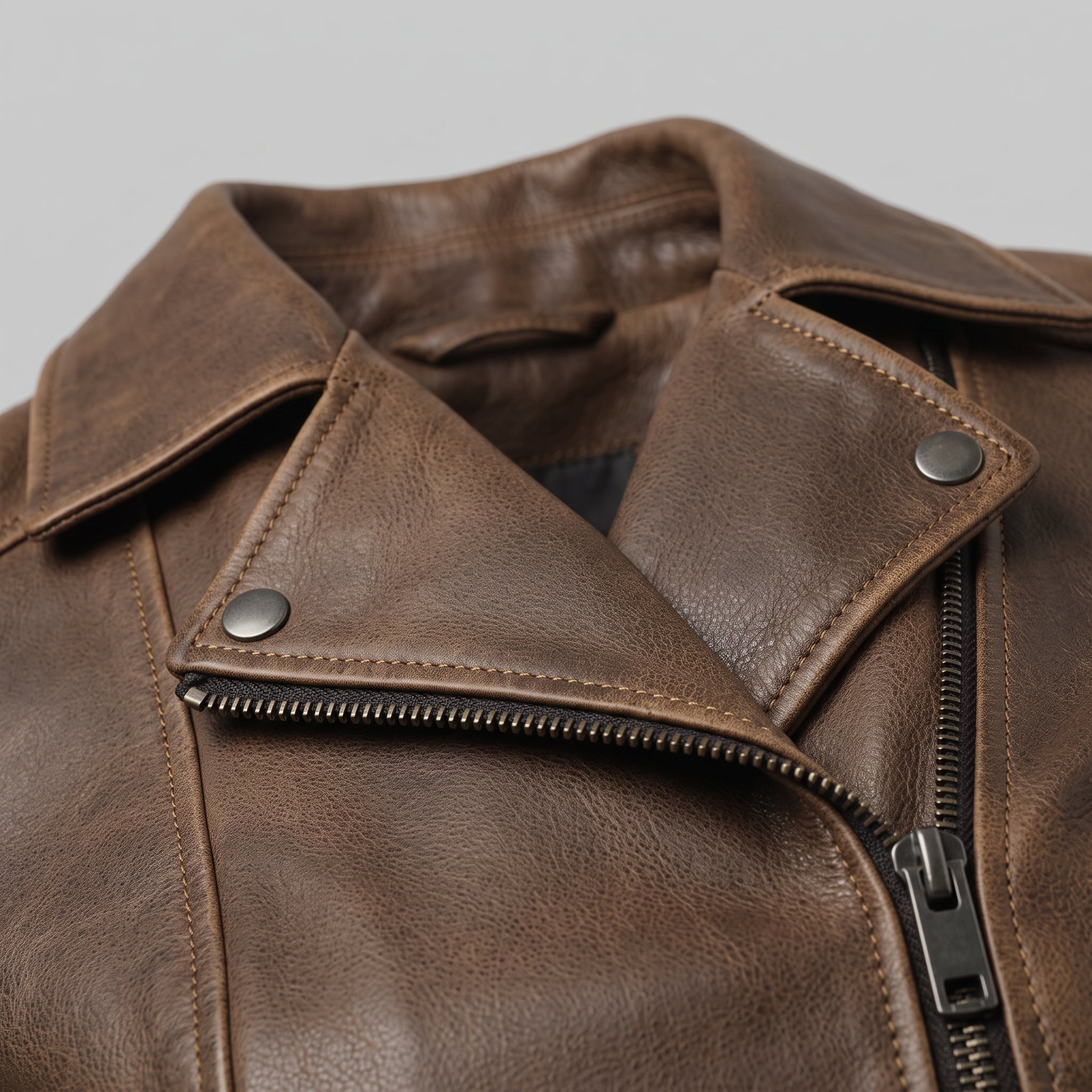 Women's Brown Leather Biker Jacket — Cunliffe