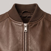 Women's Brown Leather Bomber Jacket — Benthall