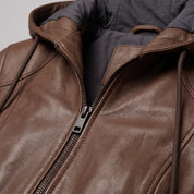 Women's Brown Leather Bomber Jacket — Dunthorpe
