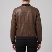 Women's Brown Leather Bomber Jacket — Elliot