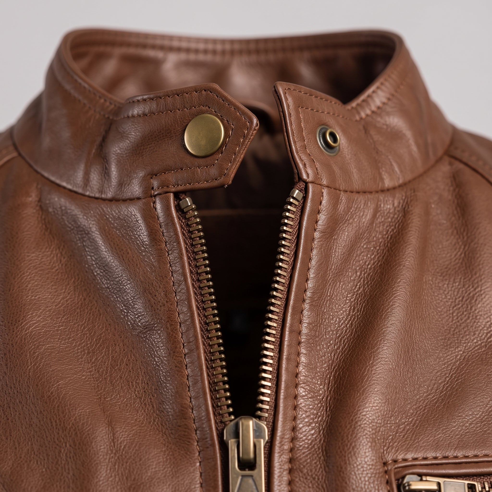 Women's Brown Leather Cafe Racer Jacket — Berrick