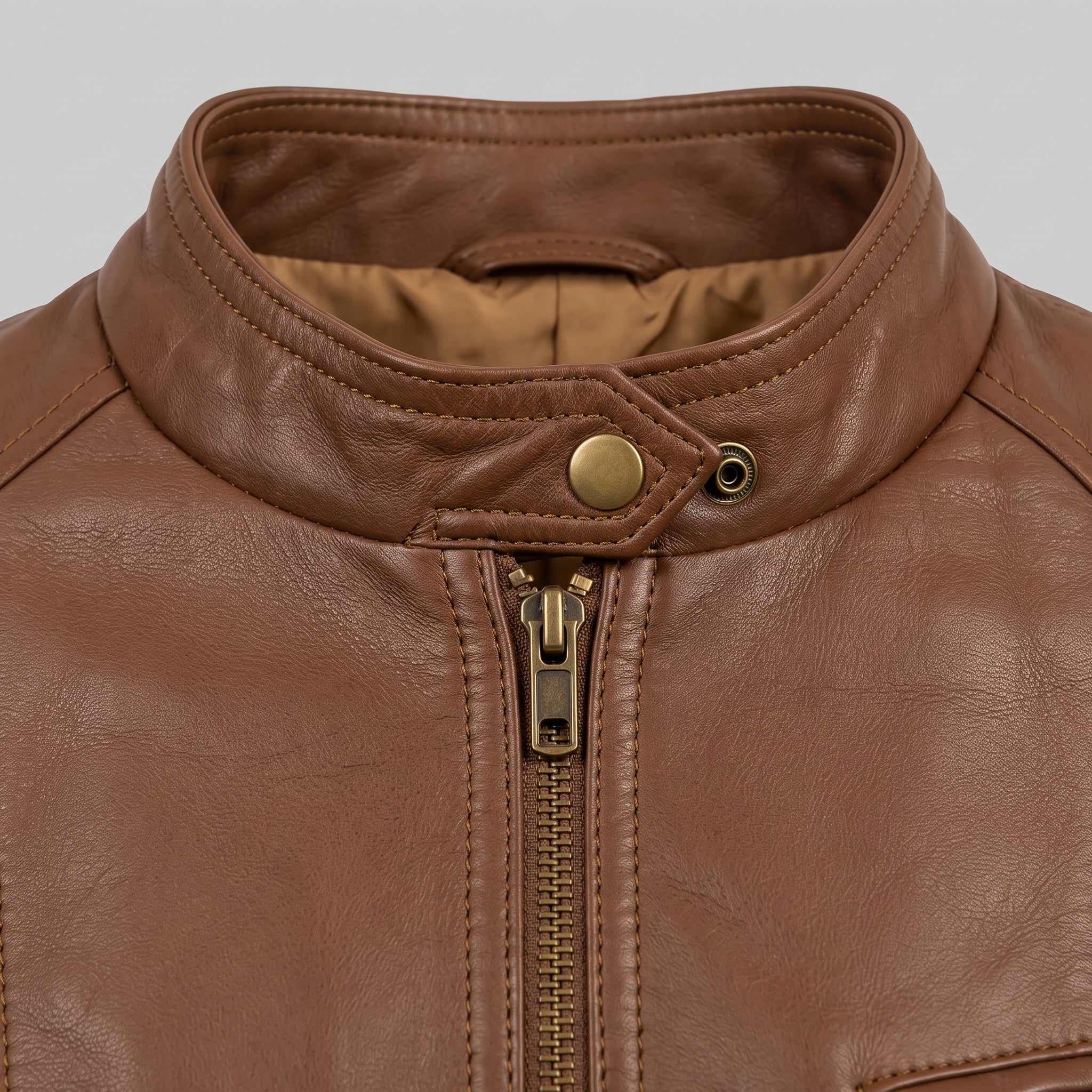 Women's Brown Leather Cafe Racer Jacket — Dutton