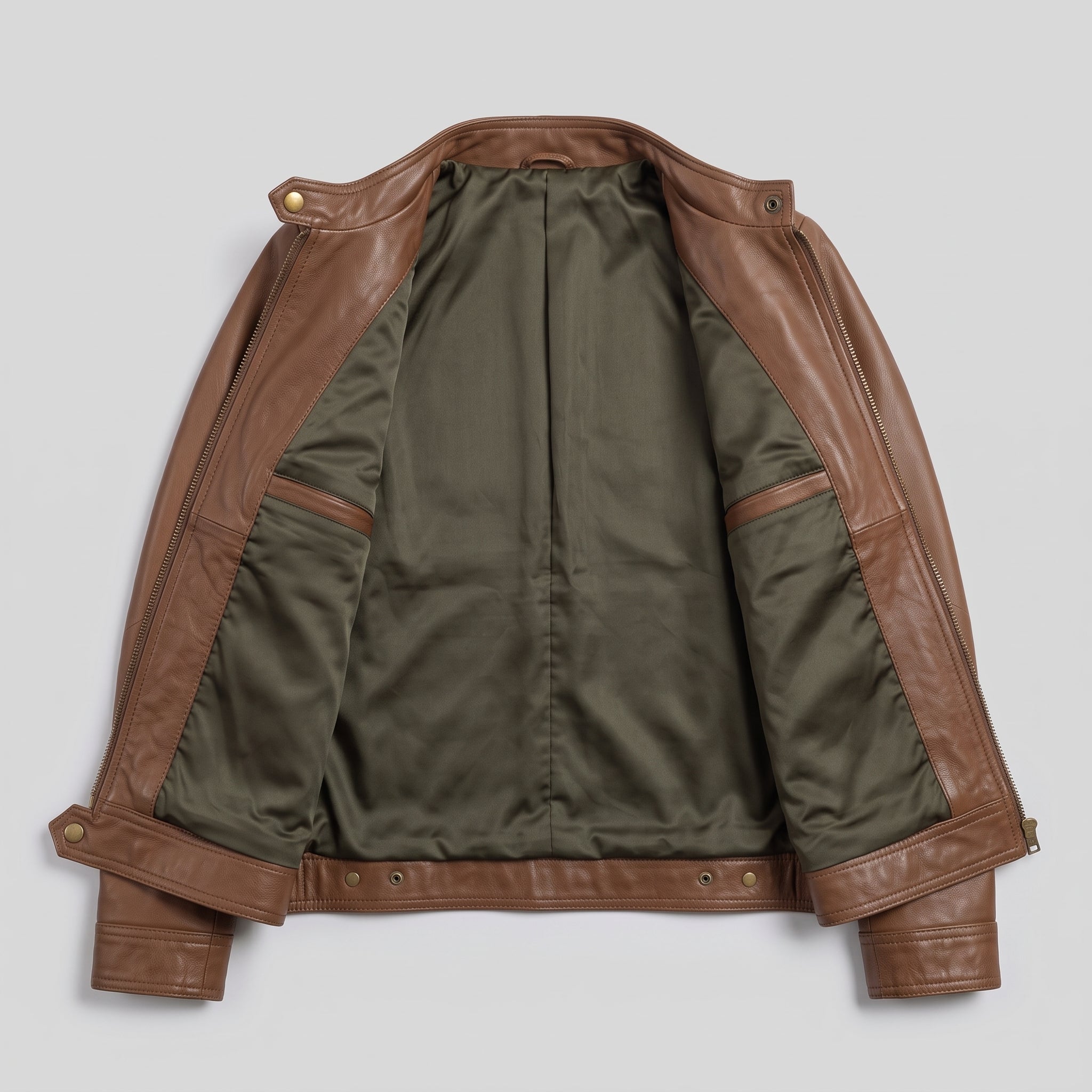 Women's Brown Leather Cafe Racer Jacket — Stubbington