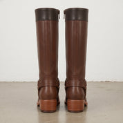 Women's Brown Pebbled Leather Knee-High Riding Boots — Tavistock