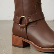 Women's Brown Pebbled Leather Knee-High Riding Boots — Tavistock