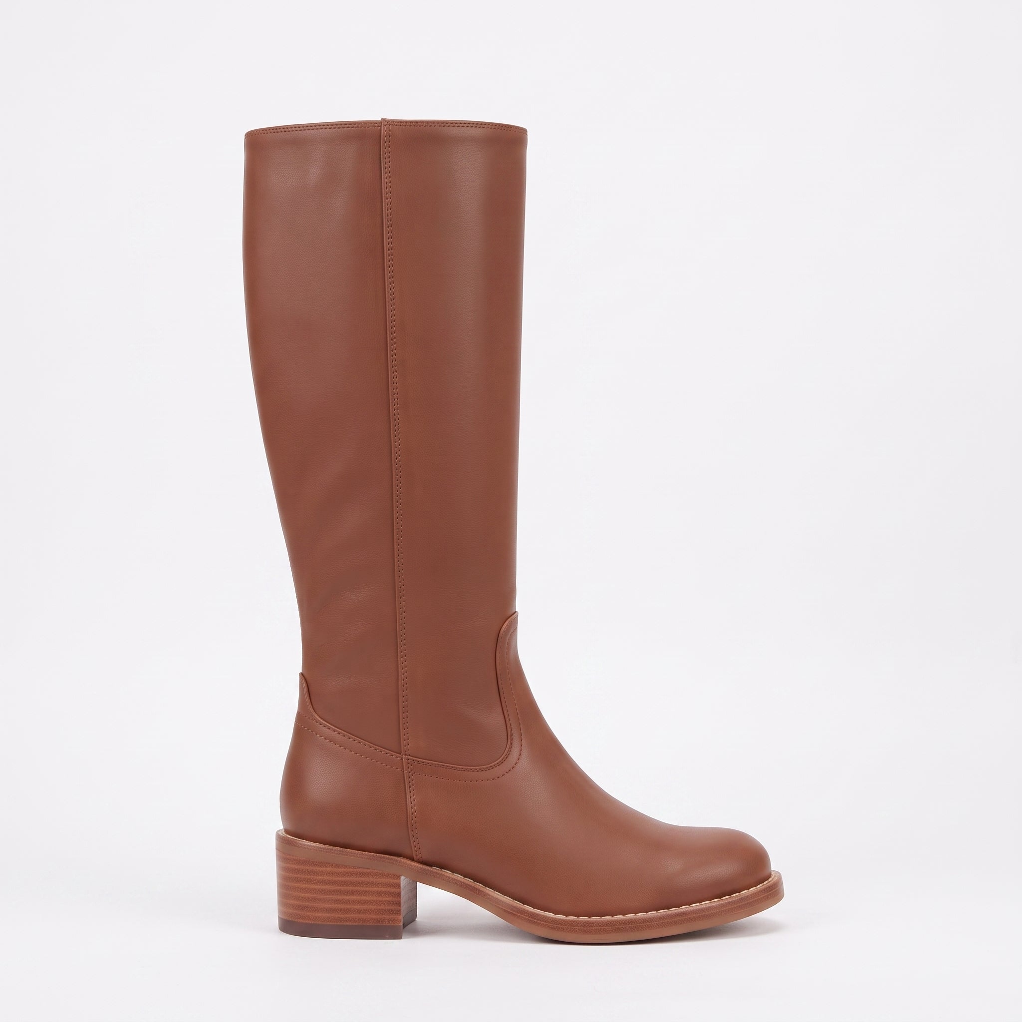 Women's Brown Leather Knee-High Riding Boots — Falkland