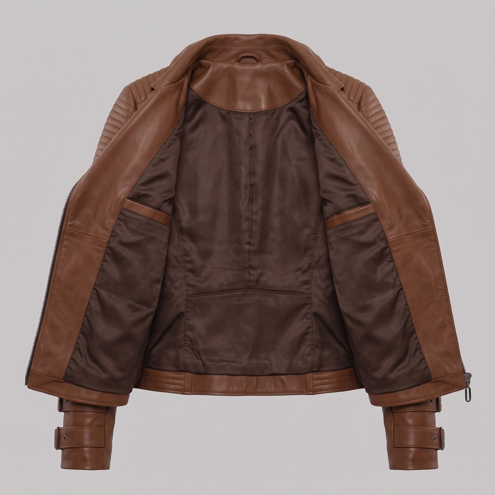 Women's Brown Leather Biker Jacket — Askwith