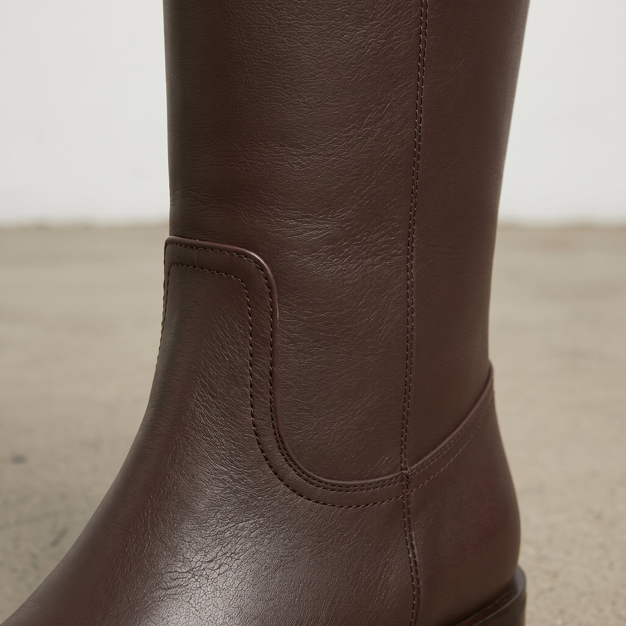 Women's Brown Plain-Toe Leather Knee-High Boots — Garston