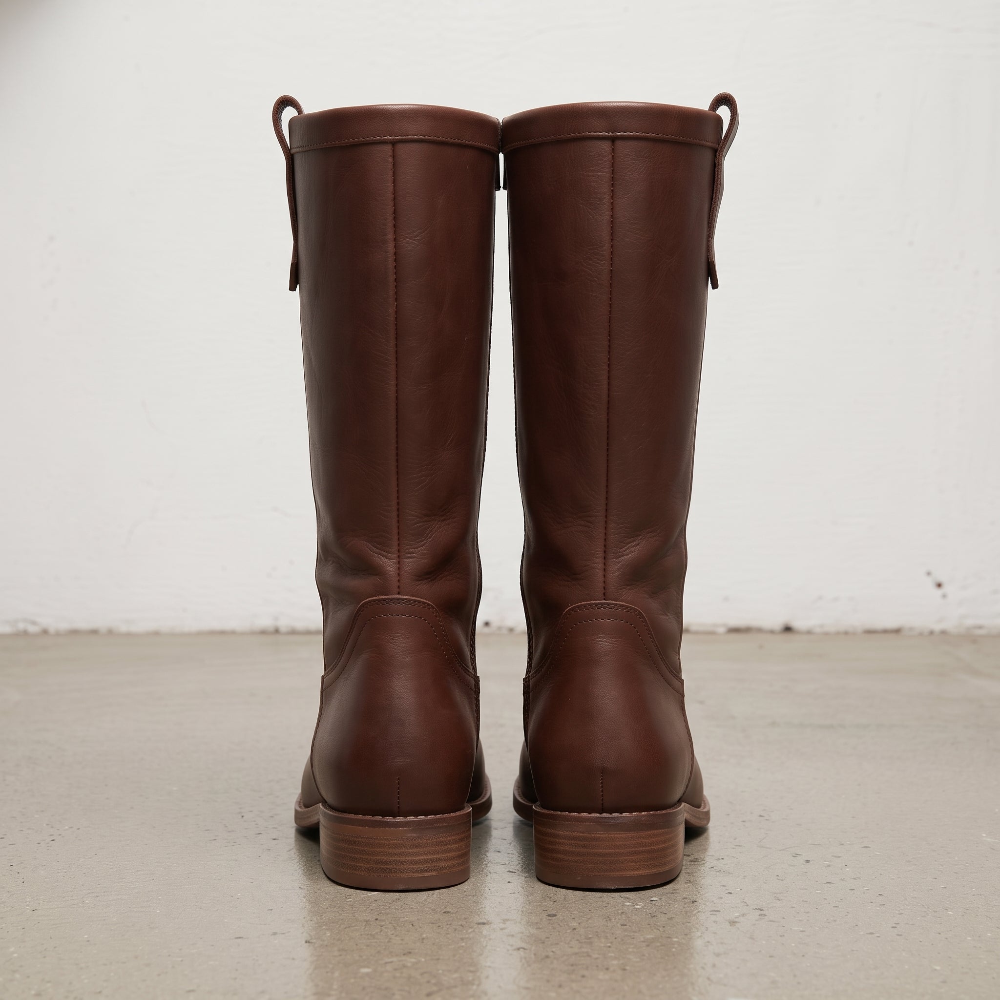 Women's Brown Plain-Toe Leather Knee-High Western Boots — Glossop