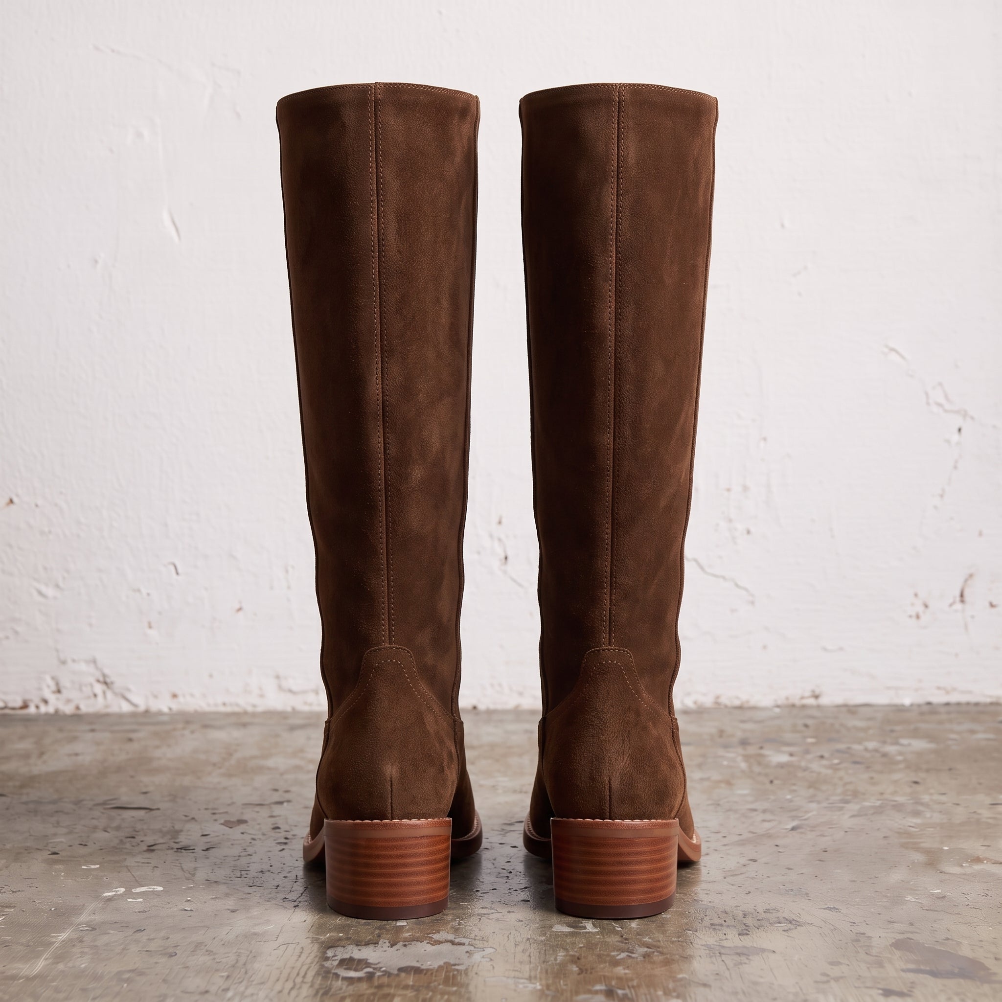 Women's Brown Plain-Toe Suede Knee-High Riding Boots — Brixham