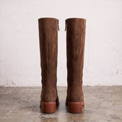 Women's Brown Plain-Toe Suede Knee-High Riding Boots — Brixham