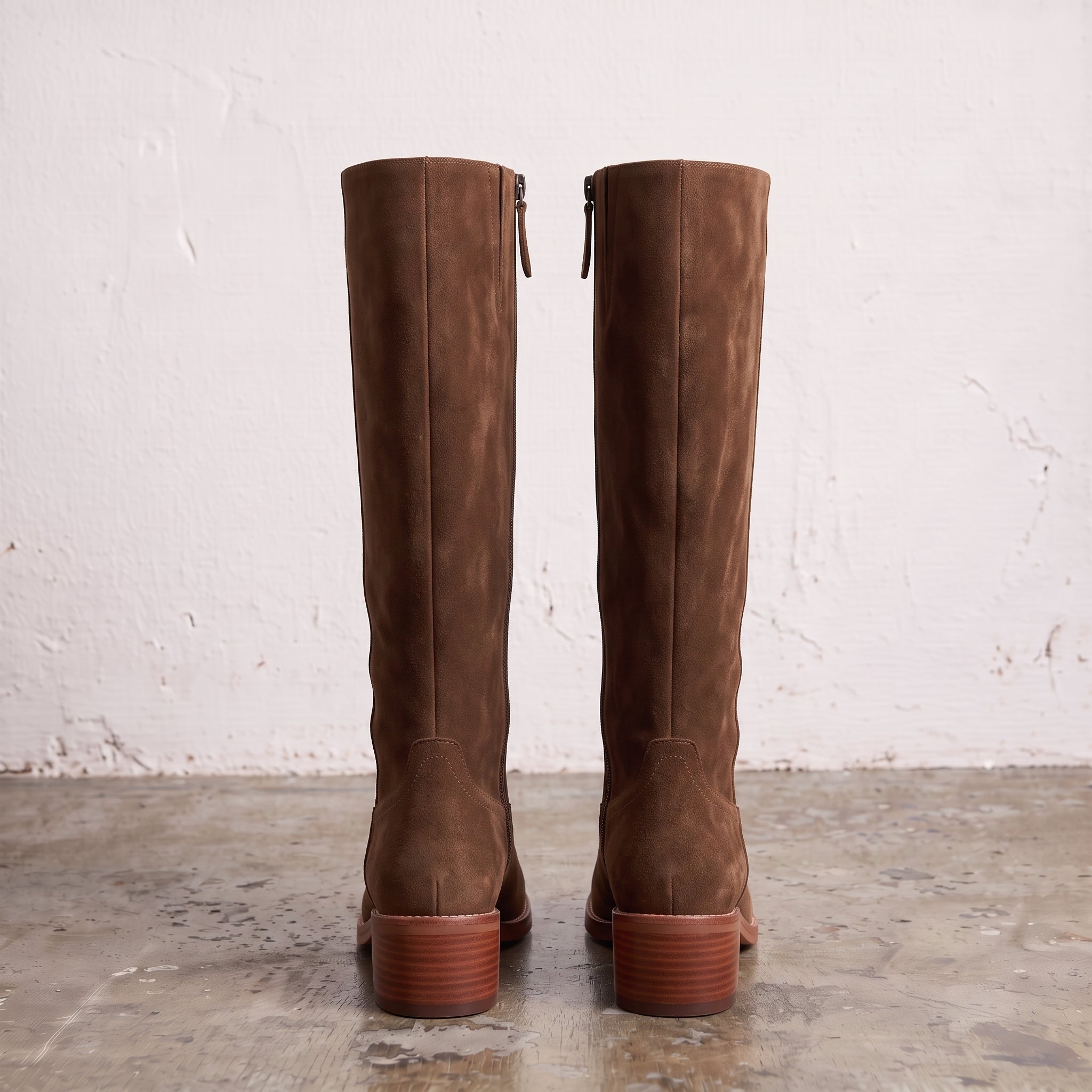 Women's Brown Plain-Toe Suede Knee-High Riding Boots — Brixham