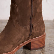 Women's Brown Plain-Toe Suede Knee-High Riding Boots — Brixham