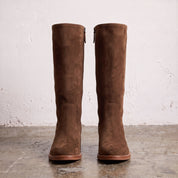 Women's Brown Plain-Toe Suede Knee-High Riding Boots — Brixham