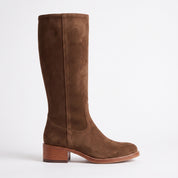 Women's Brown Plain-Toe Suede Knee-High Riding Boots — Brixham